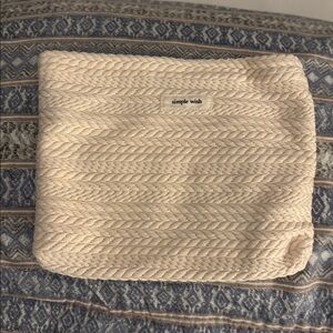 Simple Wish Cream Cable Knit Clutch/Cosmetic Bag